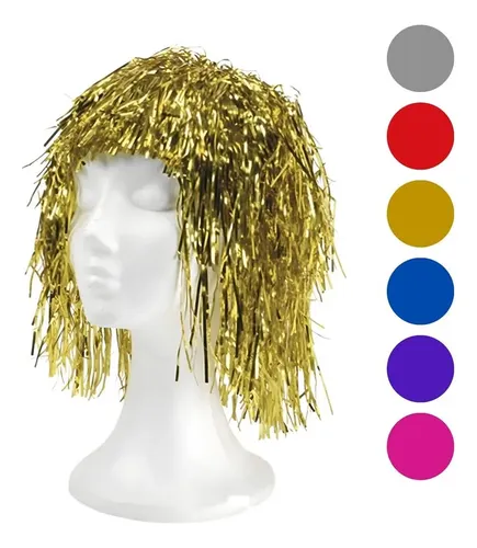 10 Pelucas Metalizadas Colores Surtidos Carnaval Carioca