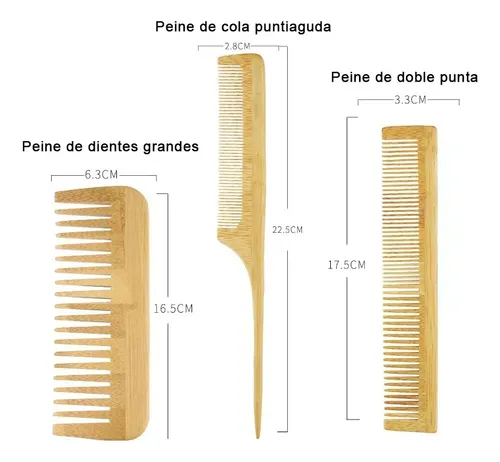 Kit De Cepillos Y Peines De Bambú Antiencrespamiento, 6 Piez