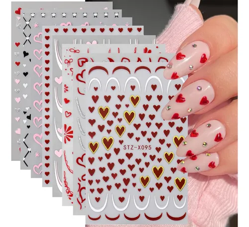 Pegatinas Para Uñas Bsbtbz, 8 Unidades, Con Forma De Corazón