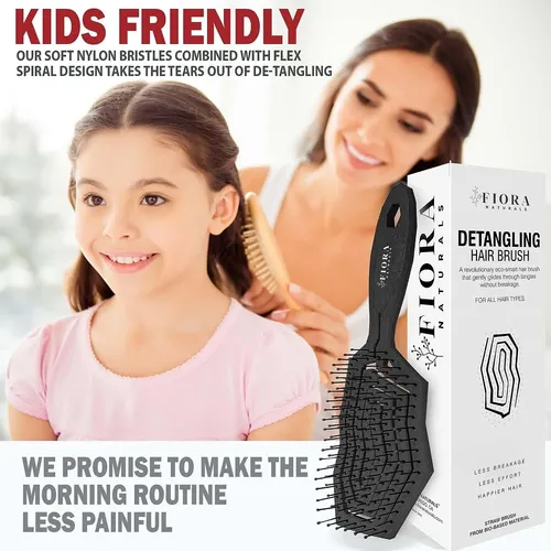 Cepillo Para Desenredar El Cabello Fiora Naturals, 100% Ecol