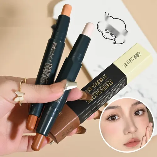 Barra Contorno Iluminador Rostro Maquillaje Doble Punta Mla Marrón Claro