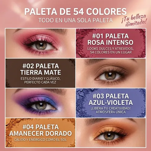 Paleta De Sombras Ojos 54 Tonos Multitextura Maquillaje