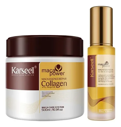 Combo Karseell Mascarilla Capilar de Colágeno 500ml – Aceite de Maca 50ml