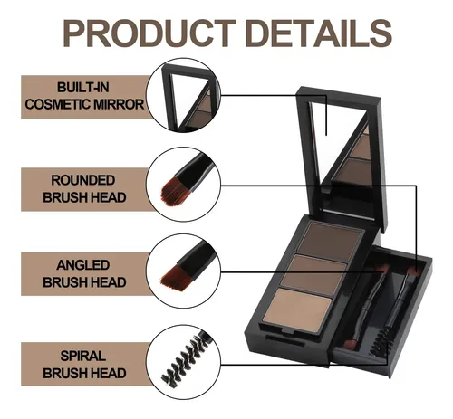 Kit De Maquillaje De Cejas Polvo Profesional 3 Colores Larga