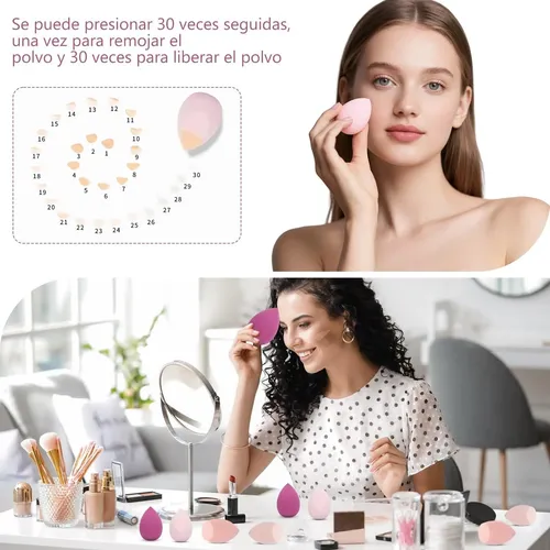 Esponjas De Maquillaje 14 Pz Base Uso Seco Y Húmedo