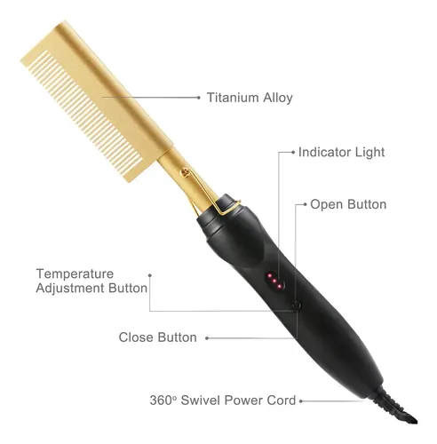 Peine Liso Eléctrico Hot Comb Para Alisar El Cabello