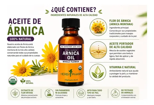 Aceite De Árnica Natural Masajes Corporales Premium