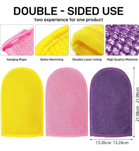 Guantes Exfoliantes Riuota 3 Piezas Para Piel Suave Y