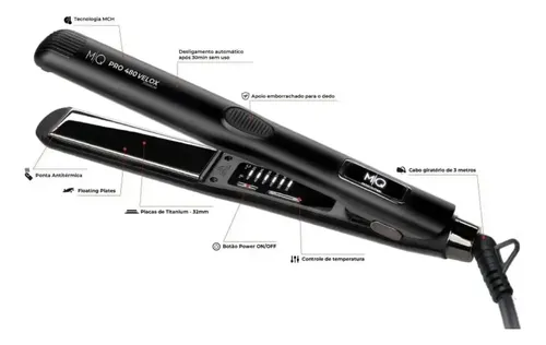 Planchita De Pelo Mq Professional Pro Velox 480 Negro