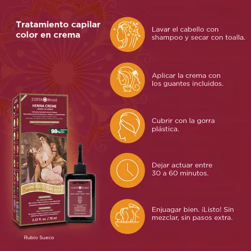 Tintura de Pelo Henna Crema Surya Brasil Rubio Sueco