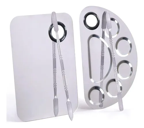 Paleta De Maquillaje De Acero Inoxidable Con Espátula