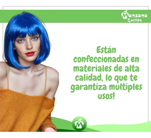 Combo X12 Peluca Corta Carre Azul Cotillon Carioca Disfraz