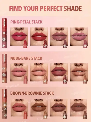 Labial Sheglam Mega Lip Stacks Lipstick color nude-bare stack mate