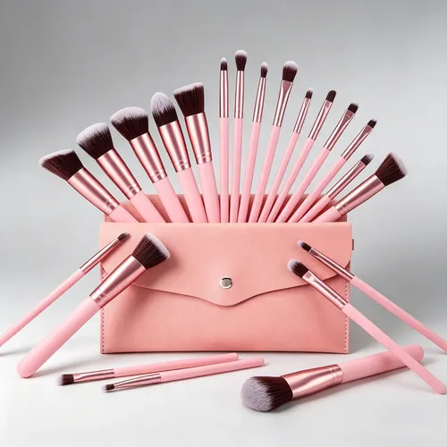 14 Pcs Set De Pinceles De Maquillaje Mango De Madera Polvo