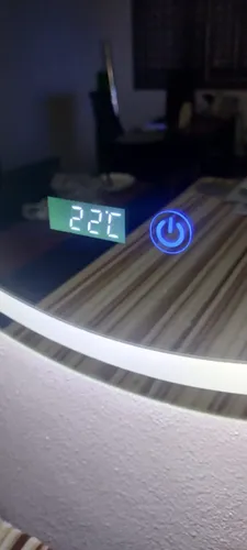 Espejo Led Redondo 60cm Botón Touch Reloj Hora Temperatura