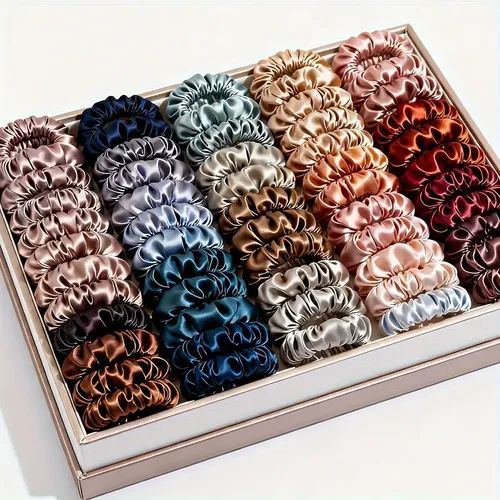 Set X19 Colitas De Pelo Finas De Satén Multicolored Lisa