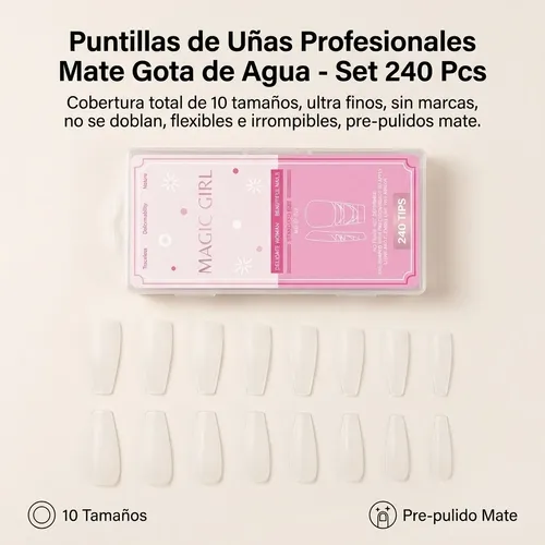 Tips Soft Gel Coffin Mate Full Cover 240 Unidades