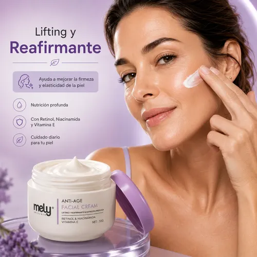 Crema Facial Anti Age Mely Retinol Niacinamida Vit E 50g