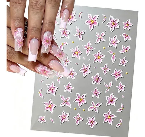 Sticker Uñas 5d Flores Cinco Pétalos 1 Lámina