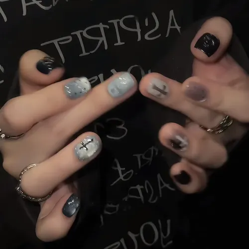 Calidad Superior Parche De Uñas Con Estrella Gris Y Azul