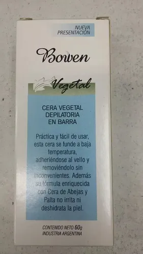 Bowen Vegetal Cera Depilatoria Barra Rostro, Axilas Y Cavado