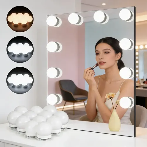 Kit 10 Focos Lamparas Luz Espejo Usb Maquillaje Camarin F