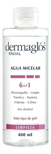 Dermaglos Agua Micelar 6 En 1 Desmaquillante X 400 Ml