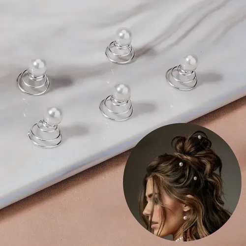 Accesorios Pelo Aplique Perlas Resortes Fiestas Comunion Blanco