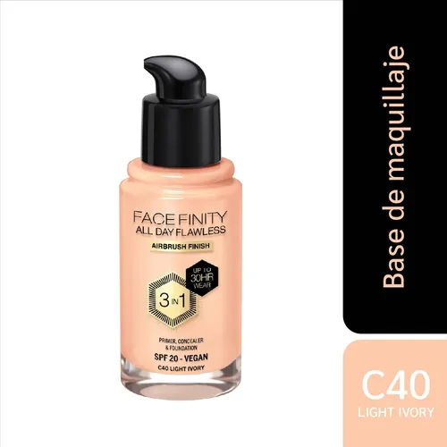 Base Liquida Max Factor 3 En 1 – Facefinity All Day Flawless Light Ivory C 40