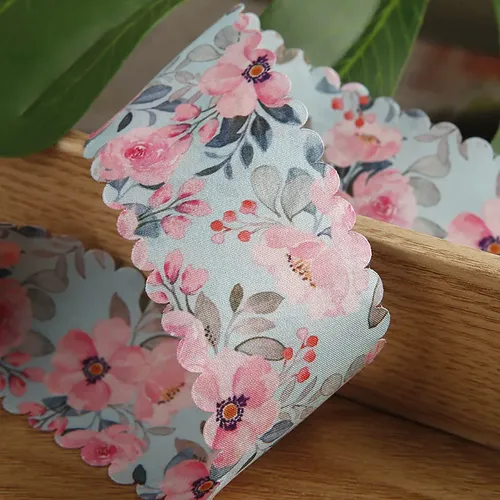 Lazos Para El Pelo Con Flores Con Borde Ondulado De 5 Yardas