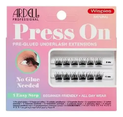 Pestañas Postizas Ardell Press On Wispies Natural Mini Negro Sin Pegamento