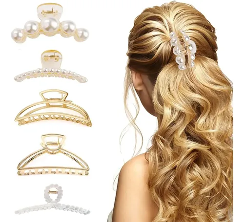 Pinzas Pelo Mujer, 5pcs Pinza Para Cabello De Metal Y