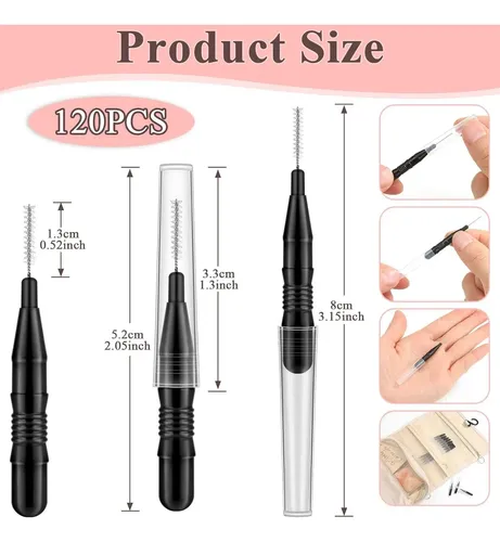 120 Cepillos Micro Para Cejas Mapvolut Con Tapa 5.2cm