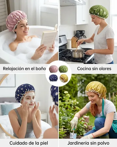 Gorras De Baño Para Mujer, 4 Piezas, Impermeables Pvc