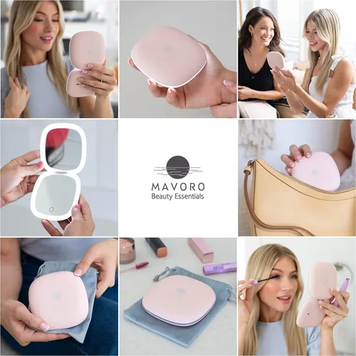 Espejo De Maquillaje De Viaje Con Luz Led Mavoro Recargable