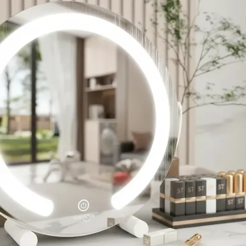 Espejo Para Tocador Led Redondo Maquillaje Metalico Vonne