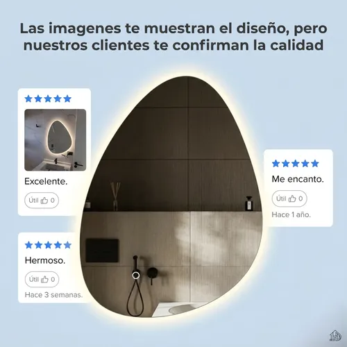 Espejo Digital Luz Led Touch Tactil Baño Irregular 80x60cm