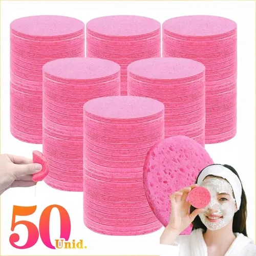 Esponjas Faciales Comprimidas De Pulpa De Madera X50