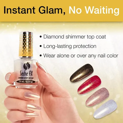 Secante Top Coat 2 En 1 Seche Fx Diamond Oro