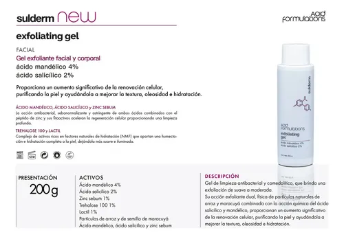 Gel Exfoliante Sulderm Ácido Salicílico Mandélico Facial
