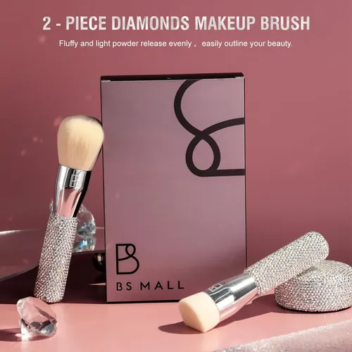 Set De 2 Pinceles De Maquillaje Bs-mall Luxury Diamond Para