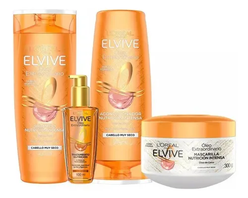 Kit Elvive Óleo Coco: Shampoo, Acondicionador, Crema Y Óleo 1200ml