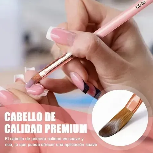 Z Set 6 Pinceles Para Decoración De Uñas Acrílicas Rosa H