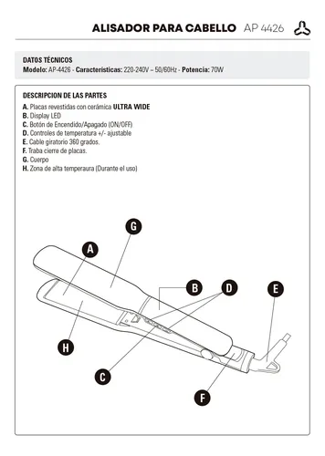 Planchita De Pelo Ap-442 Ultracomb Ultra Wide Placas Anchas