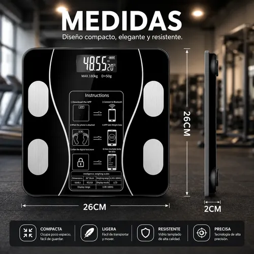 Balanza Digital Bluetooth Análisis Corporal Hasta 180 Kg