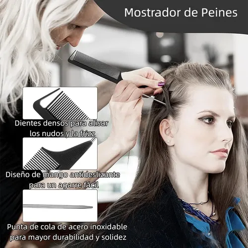 For 10 Kit Peines Regadera Pinzas De Cabello For Rizos Negro