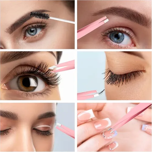 Fokmuaex Juego De Pinzas For Cejas De 6 Piezas: Puntas