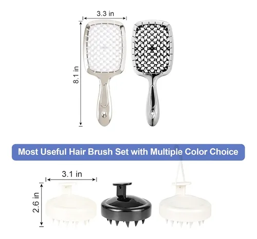 2 Peines Para Masaje Del Cuero Cabelludo, Dientes Anchos, Co