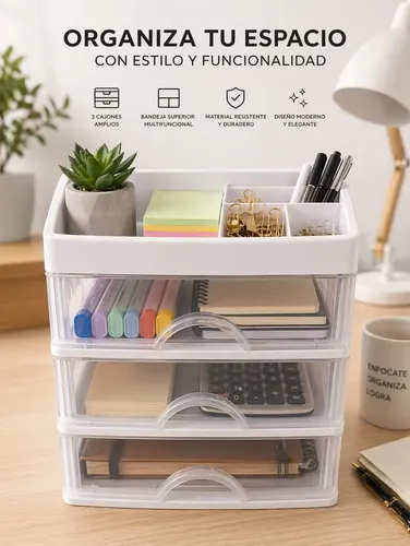 Organizador De Maquillaje 3 Cajones Multiuso Hogar Cosmetico