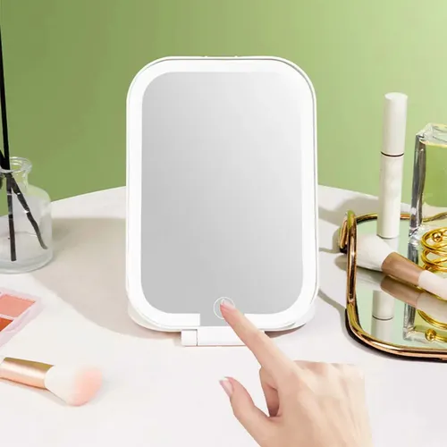 Espejo De Maquillaje Led Tactil 3 Modos Recargable Blanco
